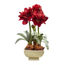 Nearly Natural Amaryllis Arrangement with Vase picture