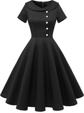Wedtrend Women's 1950s Vintage Audrey Hepburn Style Swing Dresses 2XL Black picture