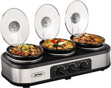 Slow Cooker, Triple Slow Cooker Buffet Server and Food Warmer, 3-Section 1.5-Qt picture