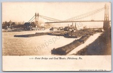 K30/ Pittsburgh Pennsylvania RPPC Postcard c1910 Point Bridge Coal Barge 92 picture