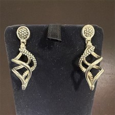 Lagos caviar sterling Dangle/Drop twist Earrings, Post Back, Signed picture