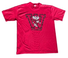 Vintage 80s Artex Wisconsin Badgers T shirt Bucky Mascot Big logo Sz XL USA Made picture
