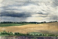 1941 California FARM SCENE PAINTING by Listed Regionalist JAMES VANCE picture