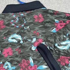 Greyson Polo Shirt Mens Medium Floral Camo Snakes Performance Golf Gray picture