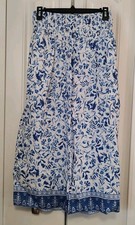 NWOT Joie woman Linen Floral Blue Palazzo Coastal Core Summer Beach Boho Sz L picture
