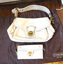 Coach Legacy Ali 10329 White Leather Turnlock Shoulder Bag + Matching Wallet picture