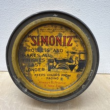 Vintage Early Simoniz Car Wax Automotive Advertising Tin Can Car Antique Metal picture