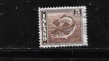 ICELAND SC# 219 1939 5a FISH DEFINITIVE VERY FINE OLD VINTAGE USED STAMP picture