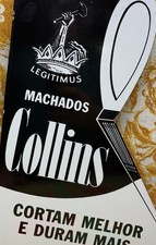 VINTAGE COLLINS LEGITIMUS AXE DOUBLE SIDED PORCELAIN ENAMEL SIGN EXCELLENT picture