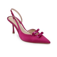 Women's Jewel Badgley Mischka Ellery Bow Evening Pumps Pink Satin picture