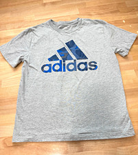 Adidas Youth Gray Graphic Logo Jersey Crew Neck Short Sleeve T-Shirt Size S picture