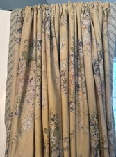Pair Custom Ralph Lauren French Country  Floral Plaid Flowing Drapes Estate picture
