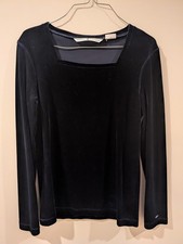 Tommy Hilfinger, Size M, Women's Dark Navy Velvet Long Sleeve Shirt. picture
