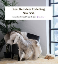 Greyish Genuine Reindeer Hide Rug - Size 3x5' picture