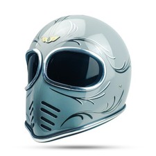 COOL  VINTAGE CUSTOM HELMET XFGP SIMPLY ORNAMENTAL GREY BOBBER CHOPPERMOTORBIKE picture