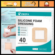 40Pcs Waterproof Silicone Foam Bandages 4x4 - Absorbent Wound Care Dressings picture