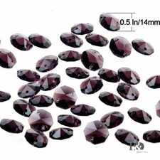 50pcs Grape Purple Crystal Chandelier Parts 14mm Faceted Octagon Glass Beads picture