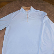 Peter Millar Perth 1/4 zip Pullover men’s large blue golf shirt MEOEK40 picture