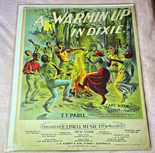 1899 A Warmin Up In Dixie Cake Walk Sheet Music ET Paull Bonfire Dance Art  picture