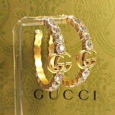 GUCCI GG CRYSTAL HOOP EARRINGS - Box & Dust Pouch Included picture