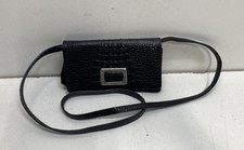 Brighton Black Croc Embossed Leather Crossbody Organizer Bag Silver Hardware picture