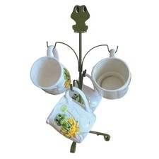 VTG 1976 Sears Neil The Frog Ceramic Mugs With Matching Metal Tree Stand READ picture