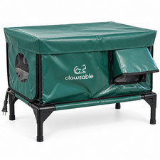 Outdoor Heated Cat House w/ Heating Pad Elevated Weather Resistant Shelter 25.6