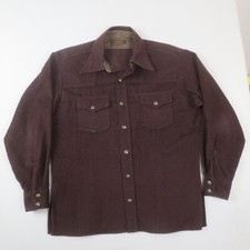 Vintage Eddie Bauer Shirt Mens Brown Snap Up Long Sleeve Heavyweight Flannel 80s picture