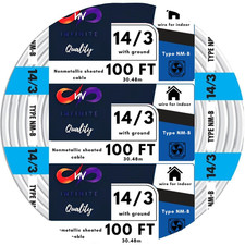 14/3 NM-B Wire with Ground NMB Cable 14 Gauge, 3 Conductor Electrical Wire Non-M picture