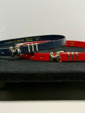 Vintage HALSTON III•Women’s Leather Belts• M•Red/Blue•Gold Hardware•70s 80s 90s picture