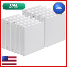 SUIN Durable 1.5 Inch 3 Ring Binder, 10 Pack White Round Ring Binders 8.5 x 11 picture
