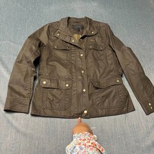 J.Crew Women's Downtown Field Jacket Size M Brown Snap Front Utility Pockets picture