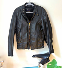Lesco Leathers Men's Black Biker Jacket 1960s 1970s Zip Lined 36  picture