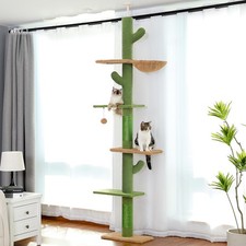 Adjustable Height Cat Tree Tower Floor To Ceiling Scratching Post Condo Hammock picture