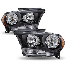 For 2011 2012 2013 Dodge Durango Black Housing Amber Headlights Headlamps Pair picture