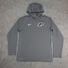 Purdue Boilermakers Hoodie Shirt Mens Large Gray Nike Dri Fit Long Sleeve NCAA picture