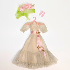 COMPLETE VTG 1968 Mattel Truly Scrumptious Barbie Outfit #1108 Dress Hat Shoes  picture
