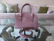 Tignanello Mauve Satchel with Detachable Strap Silver Hardware Inner Pockets picture