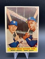 1958 Topps #418 World Series Batting Foes Mickey Mantle Hank Aaron VG picture