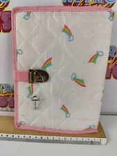VINTAGE SOFT KEY SECRET DIARY 80s RAINBOWS WHITE PINK BAG picture