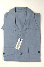 Vtg NOS 100% COTTON USN Chambray Work Shirt Sz M Naval Long Sleeve Utility Blue picture
