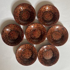 Vintage Japanese Tsugaru Nuri Lacquerware Small Dish Set of 7 Kara-nuri 9cm picture