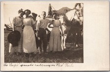 c1910s Photo RPPC Postcard - 4 Adults with Large White Horse 