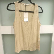 ZARA Womens Beige Solid Sleeveless Scoop Neck Tank Top Size L NWT picture