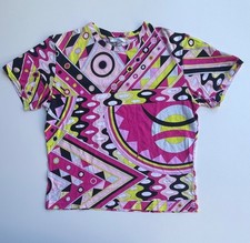 RARE VINTAGE 2000s Emilio Pucci Iconic Geometric Print Y2K Designer T-Shirt S picture