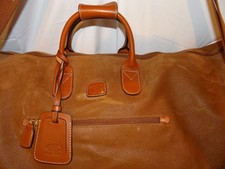 BRIC'S Milano Large Soft Pebbled Grain Leather Duffle Bag 22x14 Gold NWOT Video picture