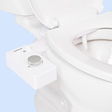 TUSHY Classic 3.0 Bidet Attachment Non Electric Toilet Seat White Platinum Knob picture