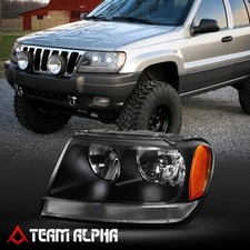 Fit 1999-2004 Grand Cherokee[LH Driver Side]Black Replacement Headlight Headlamp picture