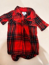 Old Navy Red Plaid Flannel Shirt Size 18-24M picture