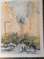 OOAK Origional watercolor painting NEW YORK CITY  signed by artist Edith Schmidt picture